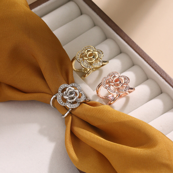 Kuka za šal s oblikom cvijeta - legura, elektroplatiranje, svestran ženski dodatak, kod Dd0300