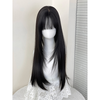 Piesă de perucă cu păr lung drept, fibre rezistente la temperatură, model PJ005