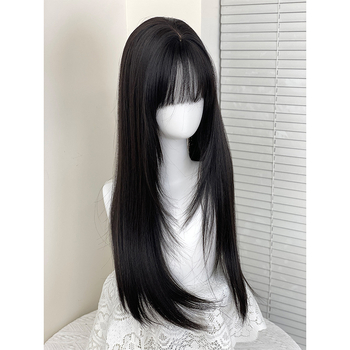 Piesă de perucă cu păr lung drept, fibre rezistente la temperatură, model PJ005