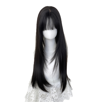 Piesă de perucă cu păr lung drept, fibre rezistente la temperatură, model PJ005