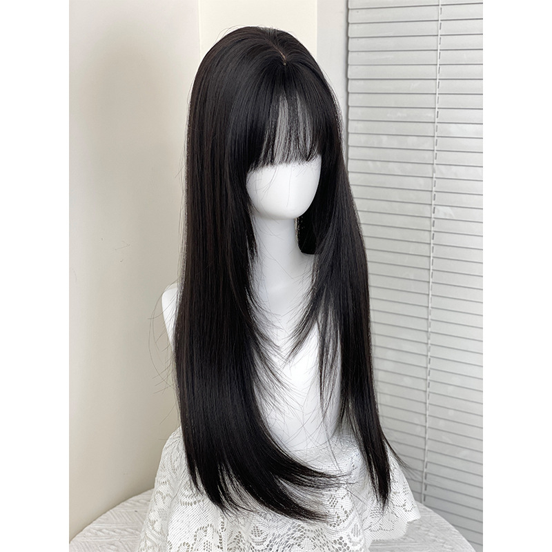 Piesă de perucă cu păr lung drept, fibre rezistente la temperatură, model PJ005