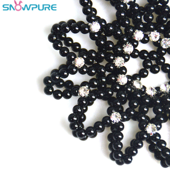 Elastinis megztas plaukų tinklas su perlų ir deimantų akcentais, SNOWPURE, tinkamas pasirodymams