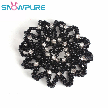 Elastinis megztas plaukų tinklas su perlų ir deimantų akcentais, SNOWPURE, tinkamas pasirodymams