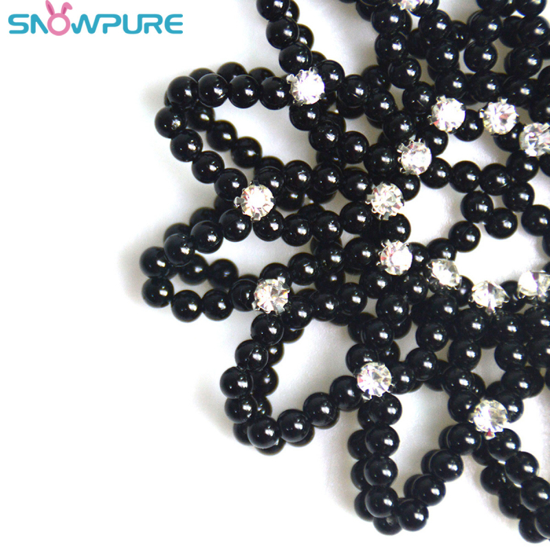 Elastinis megztas plaukų tinklas su perlų ir deimantų akcentais, SNOWPURE, tinkamas pasirodymams