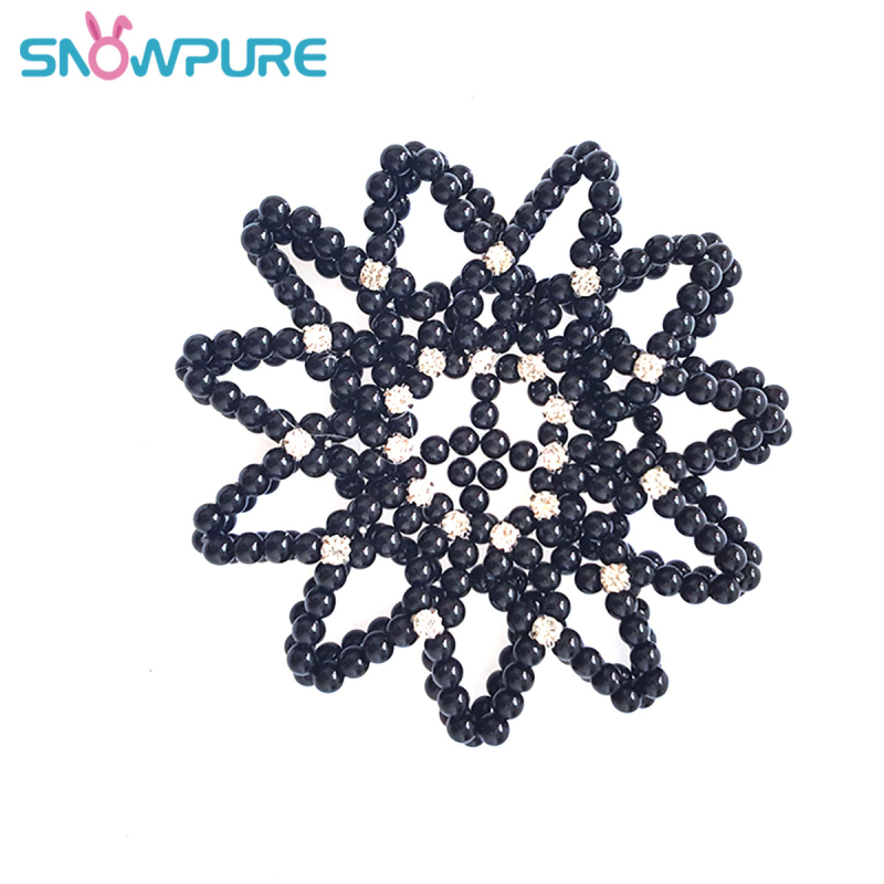 Elastinis megztas plaukų tinklas su perlų ir deimantų akcentais, SNOWPURE, tinkamas pasirodymams