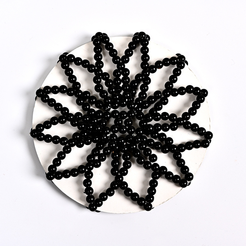 Perlų vėrimosi plaukų tinklelis su segtuku – rankų austas plaukų aksesuaras, poliesterio pluoštas, mados OL, modelis FG088