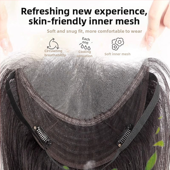 Piesă de perucă cu plasă dantelată – păr uman, lucrat manual, poate fi vopsit sau tratat cu permanent