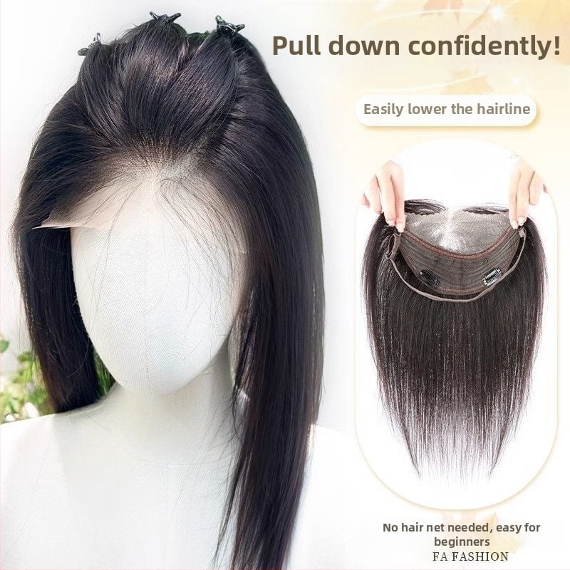 Piesă de perucă cu plasă dantelată – păr uman, lucrat manual, poate fi vopsit sau tratat cu permanent