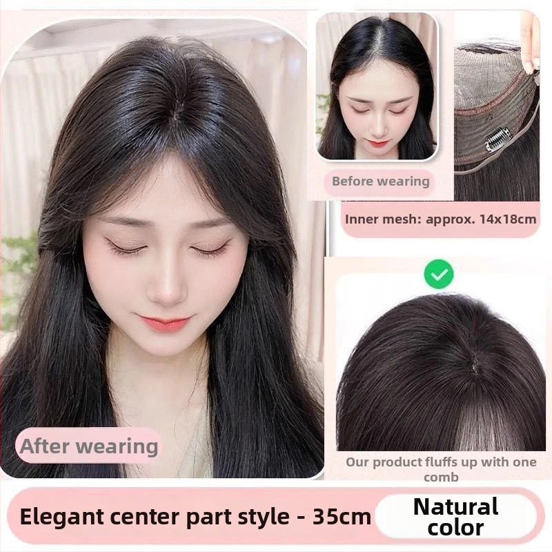 Piesă de perucă cu plasă dantelată – păr uman, lucrat manual, poate fi vopsit sau tratat cu permanent