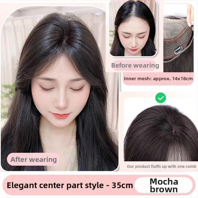 Piesă de perucă cu plasă dantelată – păr uman, lucrat manual, poate fi vopsit sau tratat cu permanent