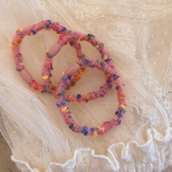 Plaukų gumytės su šilko gėlėmis, animacinis stilius, vaikams, pavasaris 2025