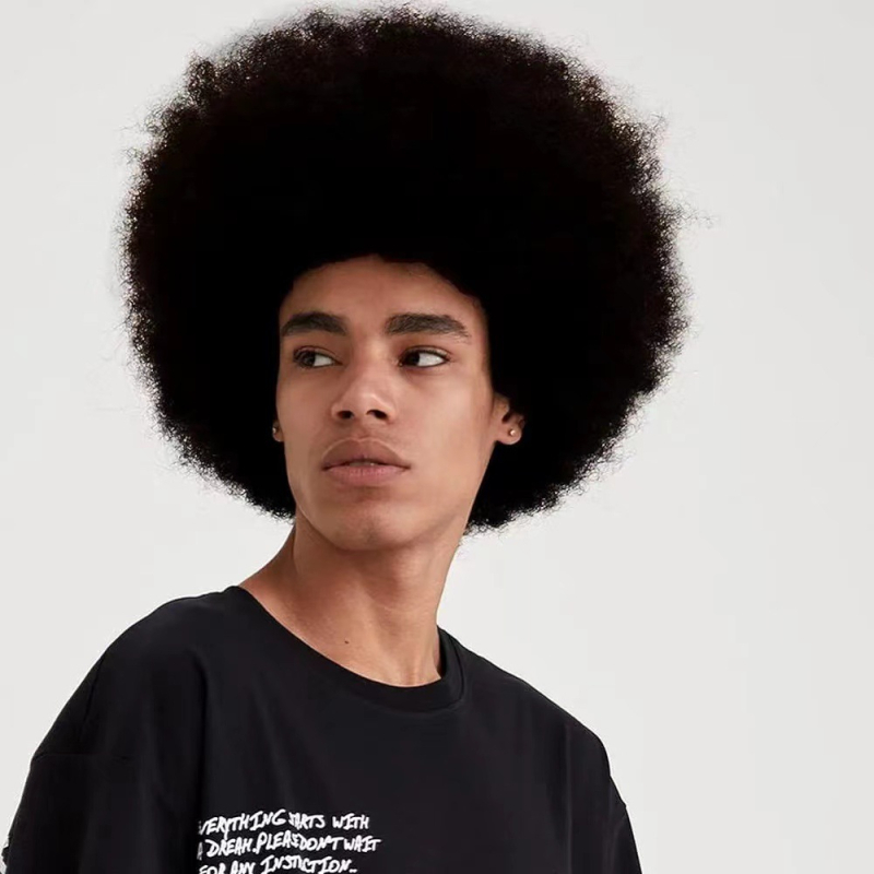 Vyrų Afro peruka, Afro stilius, aukštos temperatūros atsparios sintetinės pluoštas, modelis 087, nėra tinkama šilumos dažymui