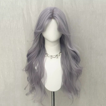 Korejos stiliaus ilga garbanota peruka su lace-front, įstrižos kirpimo plaukai, visas galvos uždengimas, modelis DM506-274