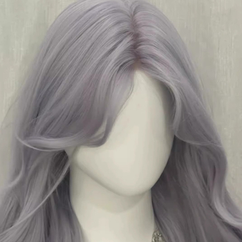 Korejos stiliaus ilga garbanota peruka su lace-front, įstrižos kirpimo plaukai, visas galvos uždengimas, modelis DM506-274