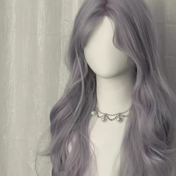 Korejos stiliaus ilga garbanota peruka su lace-front, įstrižos kirpimo plaukai, visas galvos uždengimas, modelis DM506-274