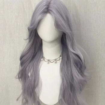 Korejos stiliaus ilga garbanota peruka su lace-front, įstrižos kirpimo plaukai, visas galvos uždengimas, modelis DM506-274