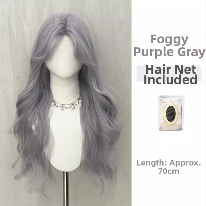 Korejos stiliaus ilga garbanota peruka su lace-front, įstrižos kirpimo plaukai, visas galvos uždengimas, modelis DM506-274