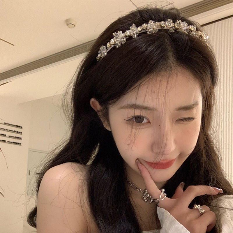 Metalna čelenka za kosu s kristalima, cvjetni uzorak, japansko-korejski stil, za djecu
