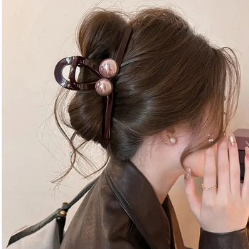 Perlų plaukų segtukas ryklės formos, V formos nagas šukuosenoms