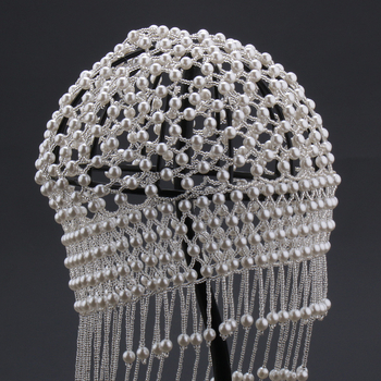 Rankų darbo plaukų tinklas su rižių formos karoliukais iš smūlinės medžiagos ir ilgais kutais – nacionalinis stilius, kilmė Jinhua, TS-23290