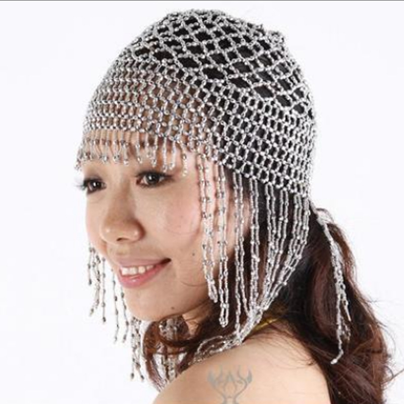 Rankų darbo plaukų tinklas su rižių formos karoliukais iš smūlinės medžiagos ir ilgais kutais – nacionalinis stilius, kilmė Jinhua, TS-23290