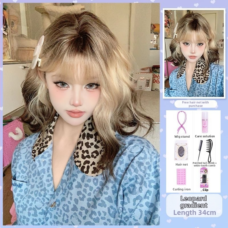 Trumpa garbanota peruka su kirpčiukais, aukštos temperatūros pluoštas, mechanizmo apdorojimas, pilnas galvos danga