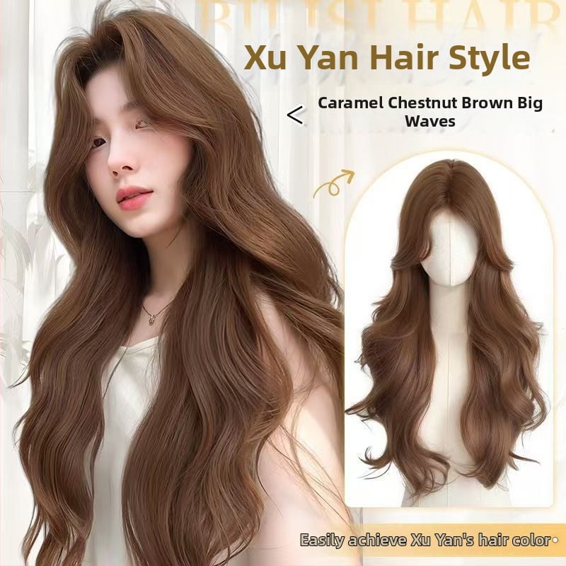 Perika za cijelu glavu s dugom kovrčavom kosom, materijal od proteinskog svile, konstrukcija s mehanizmom