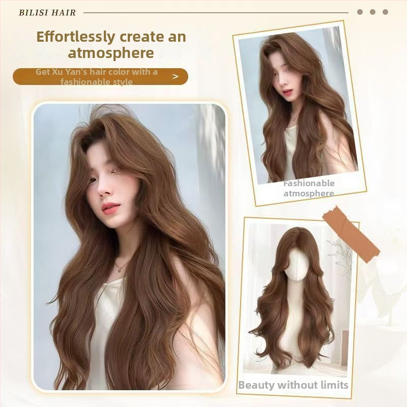 Perika za cijelu glavu s dugom kovrčavom kosom, materijal od proteinskog svile, konstrukcija s mehanizmom