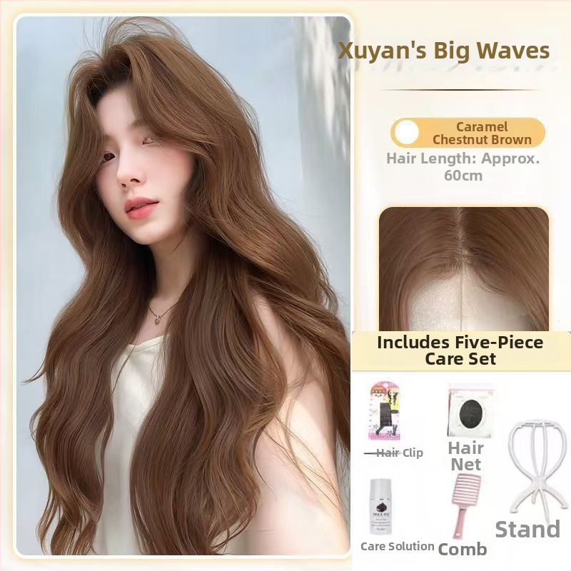 Perika za cijelu glavu s dugom kovrčavom kosom, materijal od proteinskog svile, konstrukcija s mehanizmom