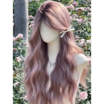 Дълга къдрава перука с наклонени странични челки, изработена от високотемпературна нишка, пълен обхват на главата, механична конструкция