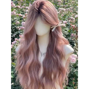 Дълга къдрава перука с наклонени странични челки, изработена от високотемпературна нишка, пълен обхват на главата, механична конструкция