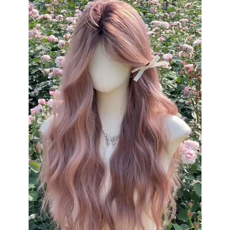 Дълга къдрава перука с наклонени странични челки, изработена от високотемпературна нишка, пълен обхват на главата, механична конструкция