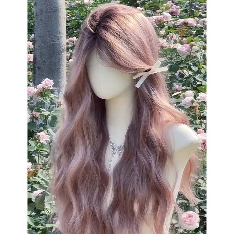 Дълга къдрава перука с наклонени странични челки, изработена от високотемпературна нишка, пълен обхват на главата, механична конструкция