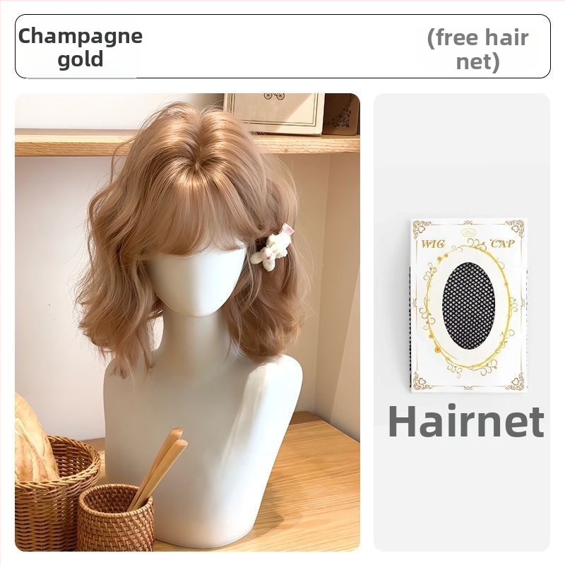 Perika s kratkom kovrčom, prirodni korejski Lolita stil, potpuno pokrivanje glave, vlakna otporna na visoke temperature, nije za bojanje