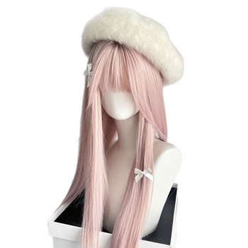 Galvos parūka su karščiui atspariais plaukais, ilgi tiesūs plaukai, natūralus stilius, pilnas galvos apdengimas