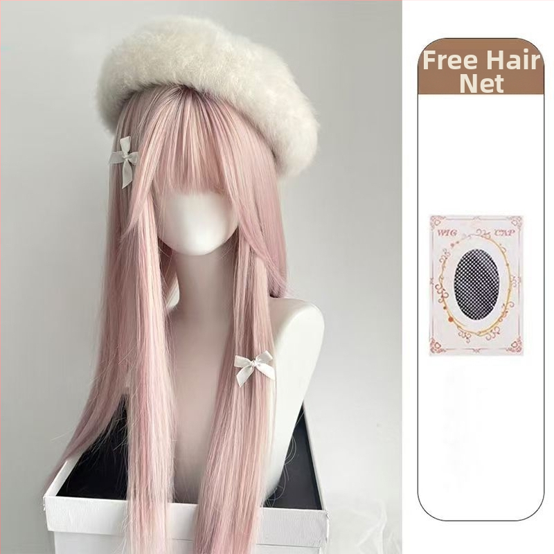 Galvos parūka su karščiui atspariais plaukais, ilgi tiesūs plaukai, natūralus stilius, pilnas galvos apdengimas