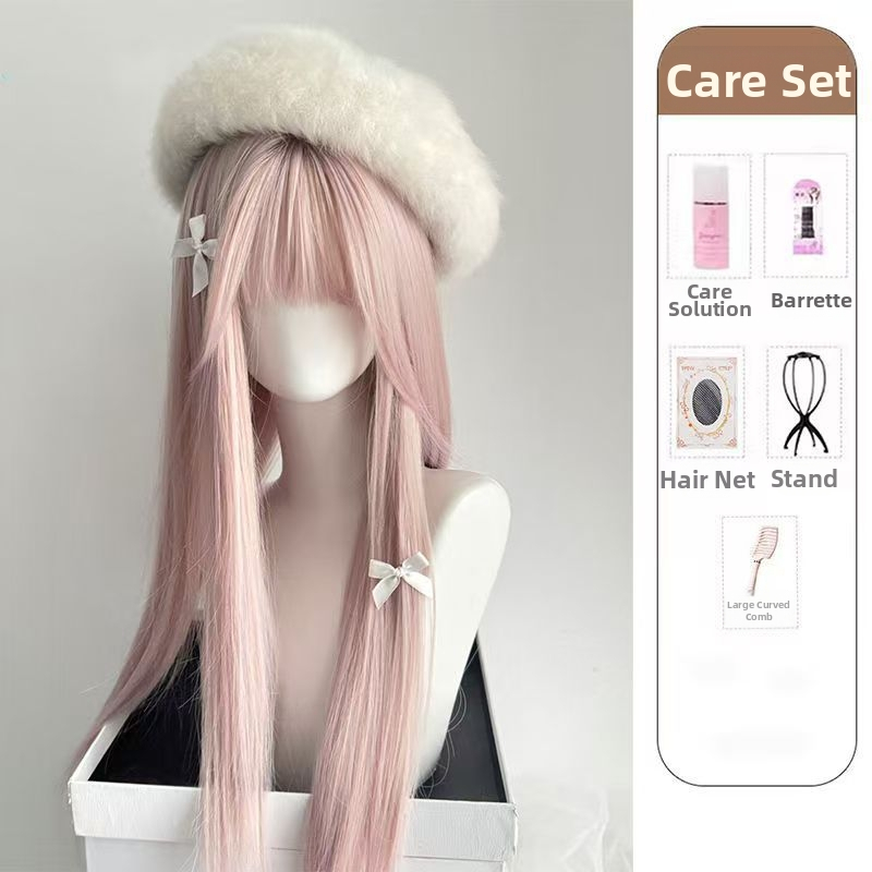 Galvos parūka su karščiui atspariais plaukais, ilgi tiesūs plaukai, natūralus stilius, pilnas galvos apdengimas