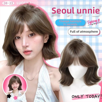 Kenny wig – Moteriška peruka, korėjietiško stiliaus su Qi kirpčiukais, aukštos temperatūros pluoštai, pilnas galvos dangalas