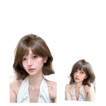 Kenny wig – Moteriška peruka, korėjietiško stiliaus su Qi kirpčiukais, aukštos temperatūros pluoštai, pilnas galvos dangalas