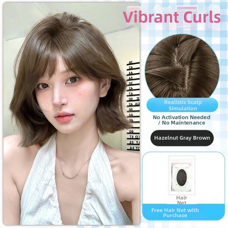 Kenny wig – Moteriška peruka, korėjietiško stiliaus su Qi kirpčiukais, aukštos temperatūros pluoštai, pilnas galvos dangalas