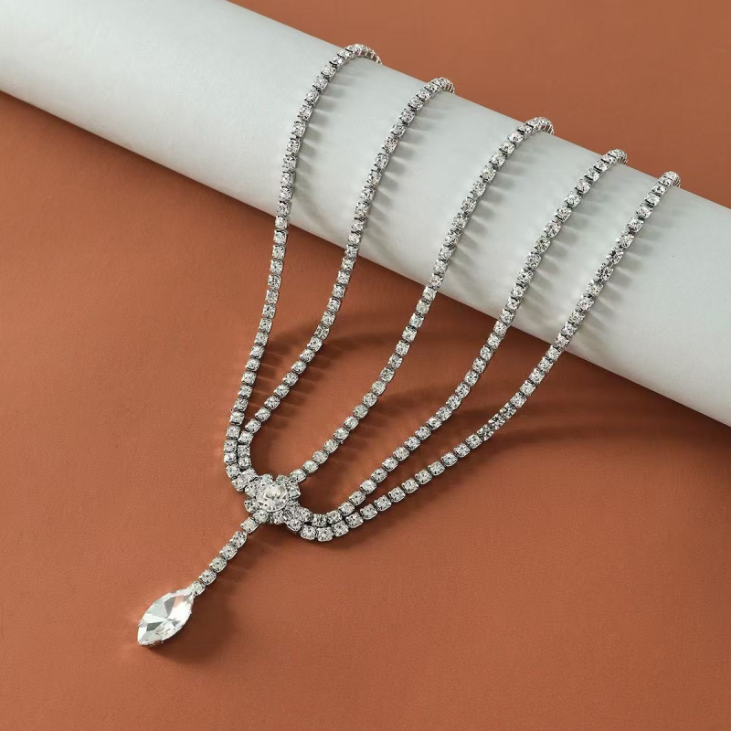 Višeslojna čelna čelenka za kosu s rhinestones, elegantan stil, elektroplating, pojedinačno pakiranje, ljeto 2024