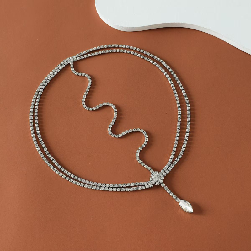 Višeslojna čelna čelenka za kosu s rhinestones, elegantan stil, elektroplating, pojedinačno pakiranje, ljeto 2024