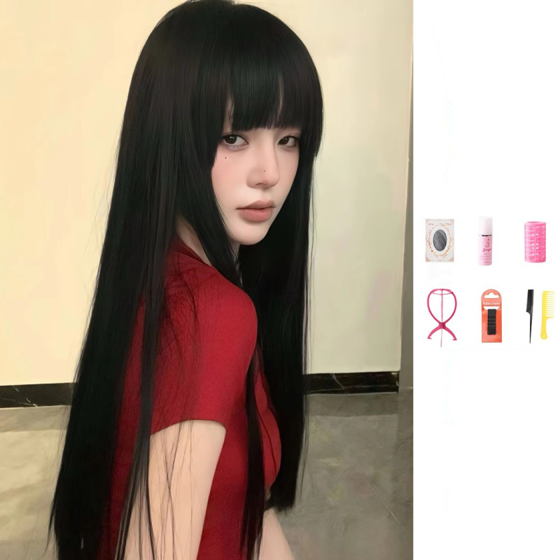 Duga ravna perika s fringeom – prirodan izgled, vlakna otporna na visoke temperature, model 11132, Slender