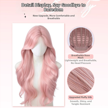 Pilna sieviešu paruna, dabīgs Lolita izskats, lielas viļņotas cirtas, siltumizturīgs šķiedra, mehāniska ražošana, dabisks un dzīvs izskats