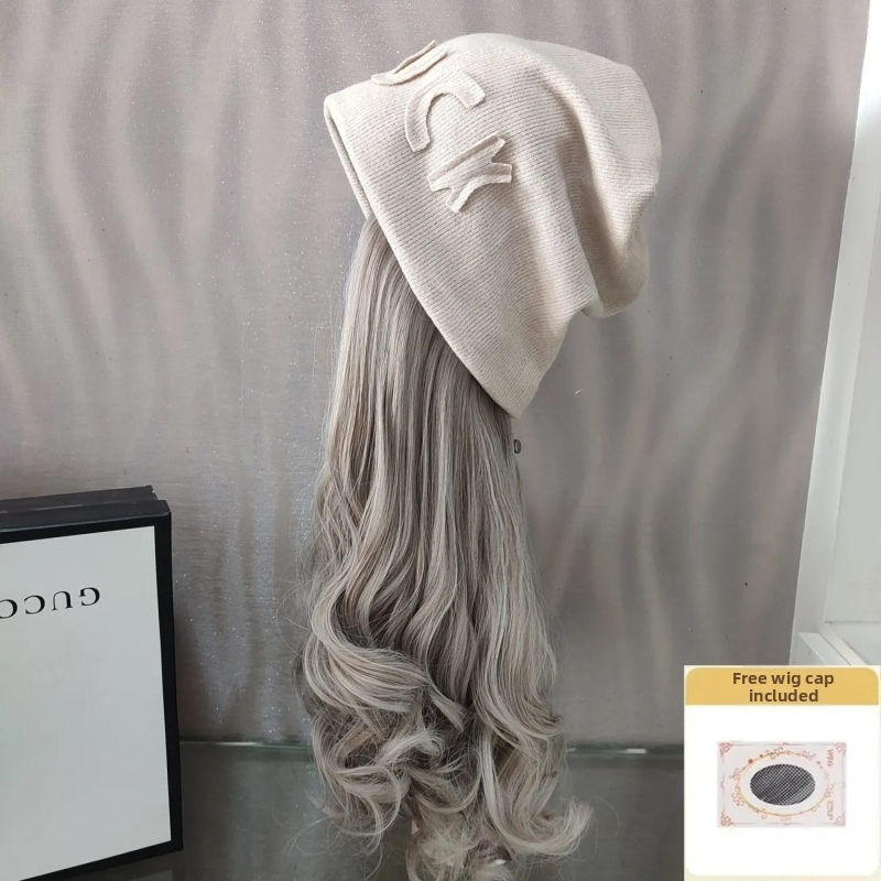 Skrybelės-parukė rudens–žiemos sezonui su ilga garbanota plaukais, ilgi plaukai, aukštos temperatūros pluoštas, natūralus stilius, nedažyti ir neperm