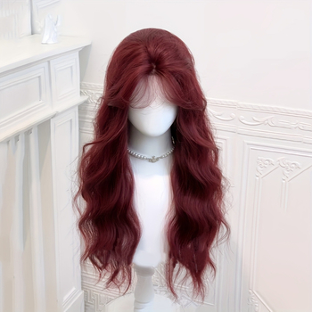 Sievietes garā lokve parūka ar garām priekšējām frizēm, Model MG-SBW003-JHS-4, Matu materiāls: Augstas temperatūras zīds, Apstrāde: Mehāniskais ražošanas process