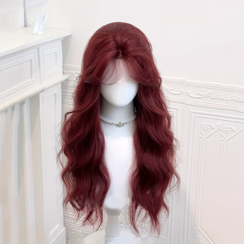 Sievietes garā lokve parūka ar garām priekšējām frizēm, Model MG-SBW003-JHS-4, Matu materiāls: Augstas temperatūras zīds, Apstrāde: Mehāniskais ražošanas process