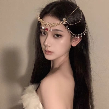 Украса за коса с камъни и пискюли — сплав, елегантен стил, електроплатинация, индивидуално опаковано, лято 2024