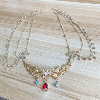 Украса за коса с камъни и пискюли — сплав, елегантен стил, електроплатинация, индивидуално опаковано, лято 2024