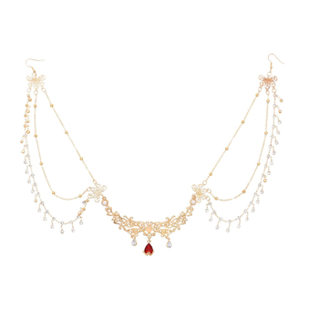 Украса за коса с камъни и пискюли — сплав, елегантен стил, електроплатинация, индивидуално опаковано, лято 2024